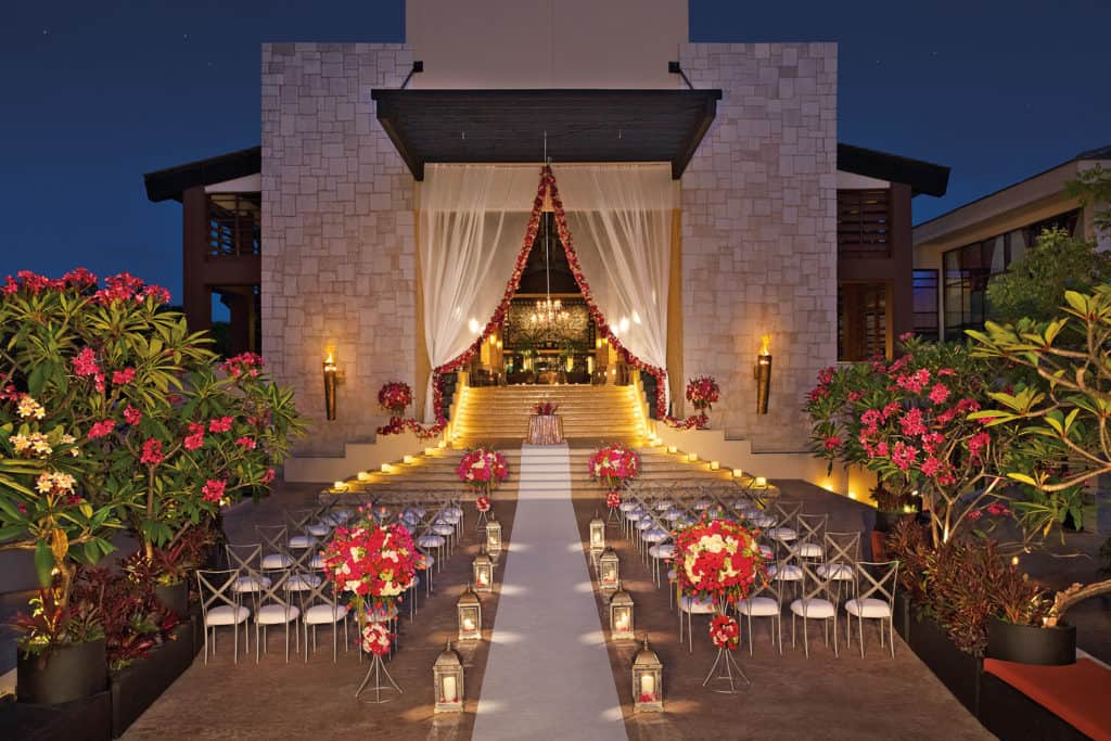 a photo of the destination wedding setup at the dreams riviera cancun resort and spa
