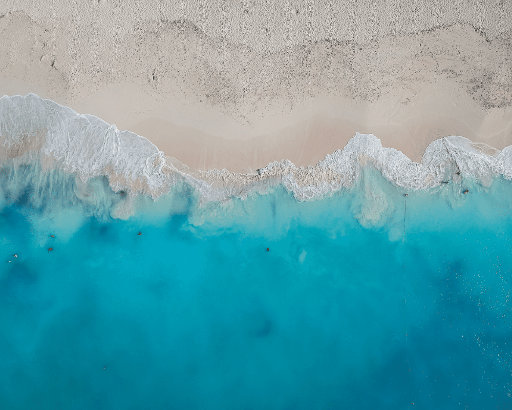 an aerial photo of a beach at a turks and caicos resort