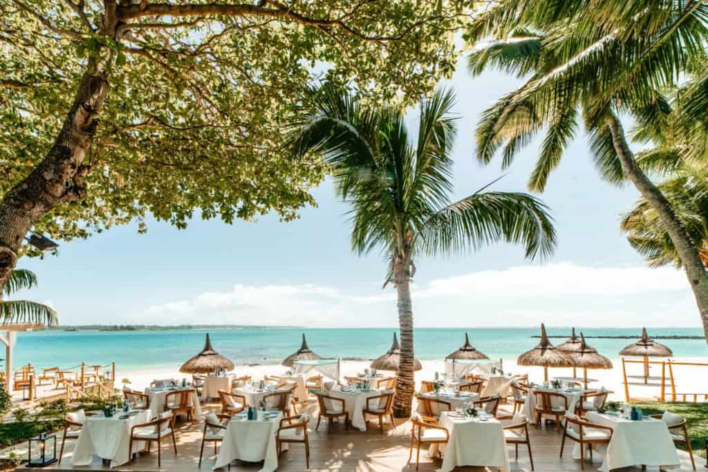 Dinning by the ocean at Le Badamier, the newly opened restaurant at the one and only le Saint Géran.