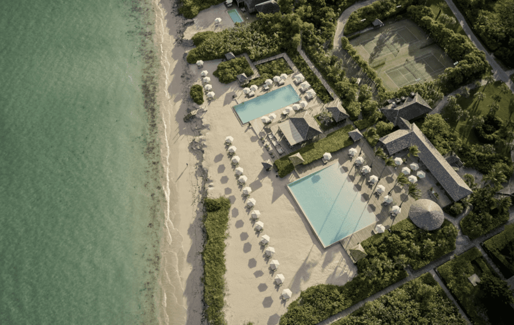 an aerial view of COMO Parrot Cay resort