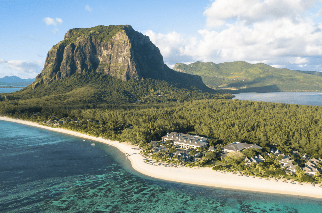 an aerial view of the JW Marriott Mauritius
