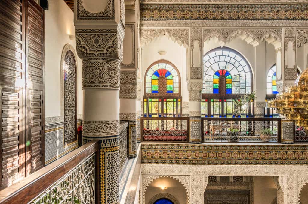 a photo of the interior of Riad Fès hotel in Morocco