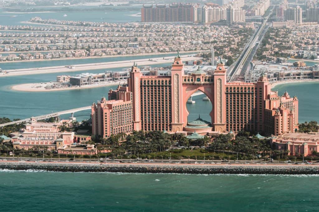 Atlantis the Palm aerial view of the hotel and the island